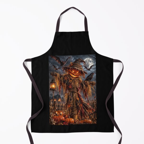 Item preview, Terrifying Pumpkin Scarecrow with Evil Bats – Halloween Horror designed and sold by Les-Ink-Studio.