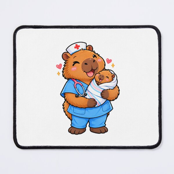 Item preview, Capybara Maternity Nurse Cute Newborn Care designed and sold by WeirdlyMild.
