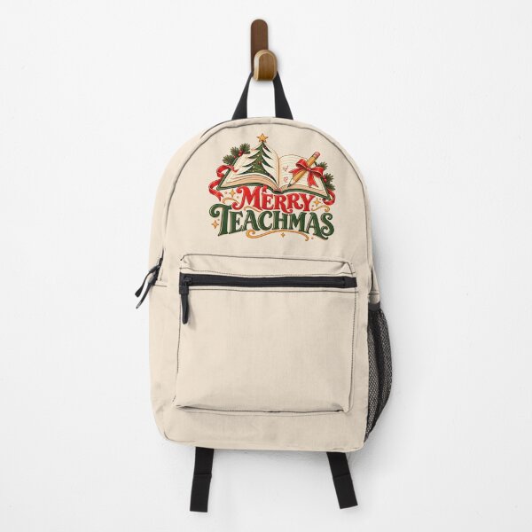 Item preview, Merry Teachmas – Cute Christmas Teacher Gift, Retro Book & Pencil Design designed and sold by 1DreamerShop.