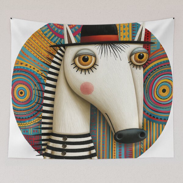 Item preview, Whimsical White Horse Portrait designed and sold by ForeverPrintsOK.