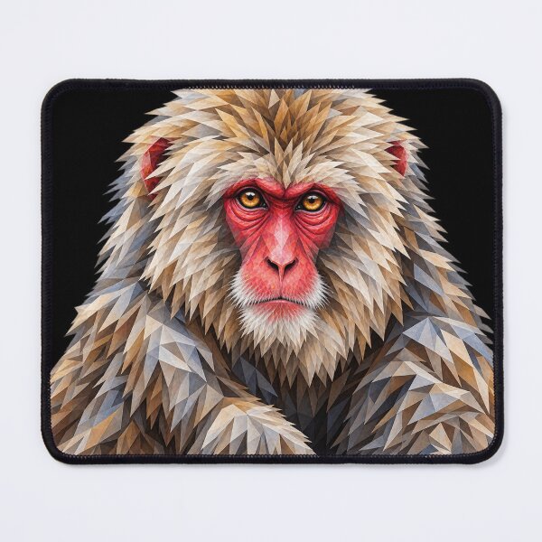 Item preview, Japanese Macaque (Snow Monkey) Geometric Wildlife Art designed and sold by redsharkuk.