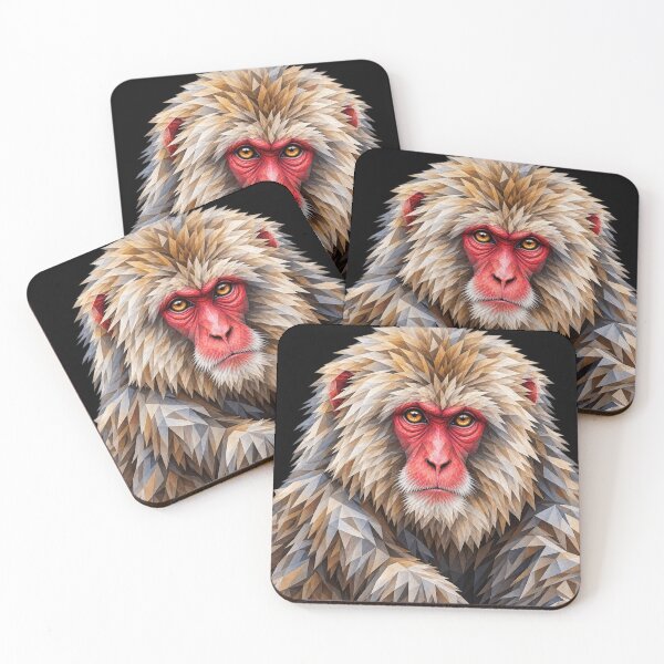 Item preview, Japanese Macaque (Snow Monkey) Geometric Wildlife Art designed and sold by redsharkuk.