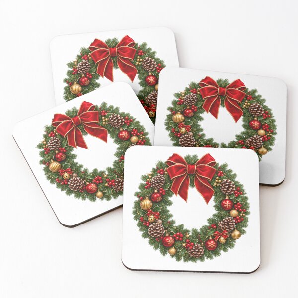 Item preview, Christmas Wreath with Red Velvet Bow, Pinecones and Ornaments designed and sold by Pixanova.
