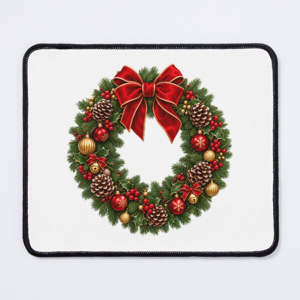 Item preview, Christmas Wreath with Red Velvet Bow, Pinecones and Ornaments designed and sold by Pixanova.