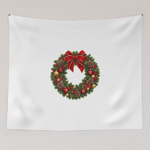 Item preview, Christmas Wreath with Red Velvet Bow, Pinecones and Ornaments designed and sold by Pixanova.