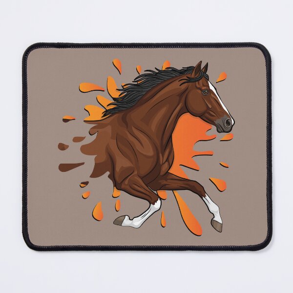 Item preview, An Afghan horse galloping in front of an orange inkblot designed and sold by Cheval-de-coeur.