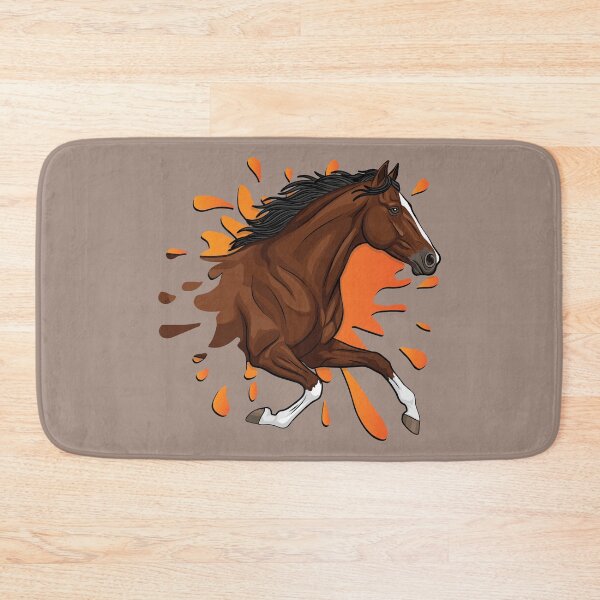 Item preview, An Afghan horse galloping in front of an orange inkblot designed and sold by Cheval-de-coeur.