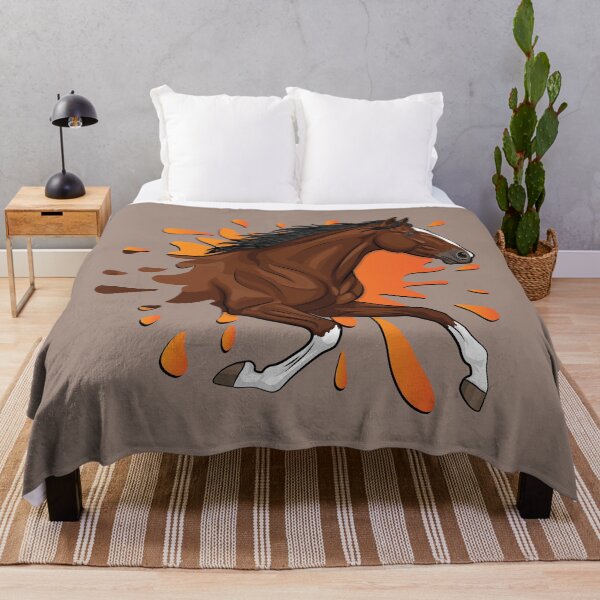 Item preview, An Afghan horse galloping in front of an orange inkblot designed and sold by Cheval-de-coeur.