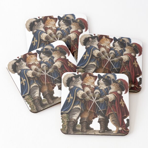 Item preview, Four Musketeer Cats Pledge Their Loyalty designed and sold by Ocelot-T.