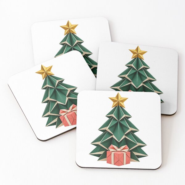 Item preview, Origami Christmas Fir Gold Star Folded Paper Art designed and sold by TeNovaStudio.