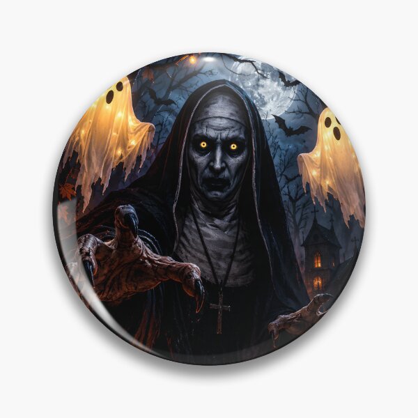 Item preview, Terrifying Demon Nun with Glowing Eyes – Haunted Halloween Horror designed and sold by Les-Ink-Studio.