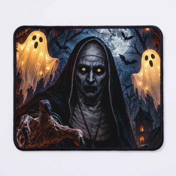 Item preview, Terrifying Demon Nun with Glowing Eyes – Haunted Halloween Horror designed and sold by Les-Ink-Studio.