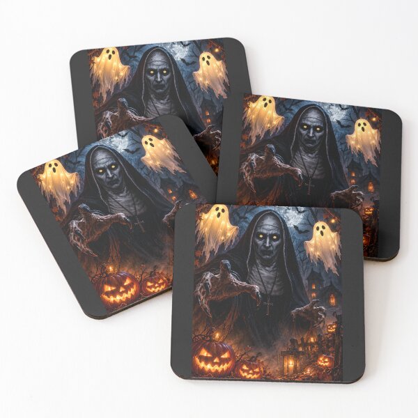 Item preview, Terrifying Demon Nun with Glowing Eyes – Haunted Halloween Horror designed and sold by Les-Ink-Studio.