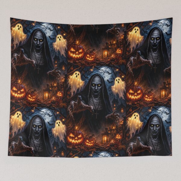 Item preview, Terrifying Demon Nun with Glowing Eyes – Haunted Halloween Horror designed and sold by Les-Ink-Studio.