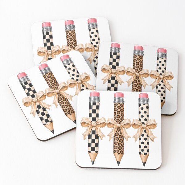 Item preview, Cute Pencil Bows Leopard Checkered Polka Dot Teacher designed and sold by Rtcraftani.