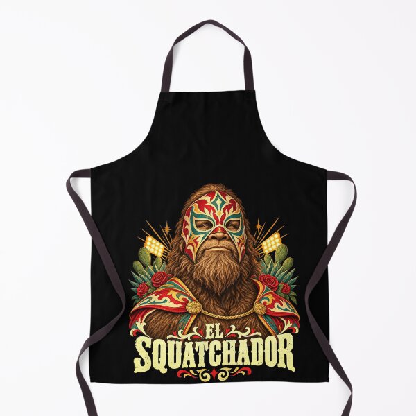 Item preview, Masked Bigfoot El Squatchador Sasquatch Pun designed and sold by elderberry.