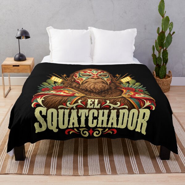Item preview, Masked Bigfoot El Squatchador Sasquatch Pun designed and sold by elderberry.