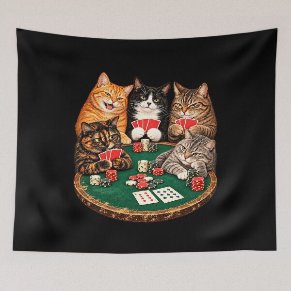 Item preview, Gambling Cats Around a Poker Table designed and sold by elderberry.