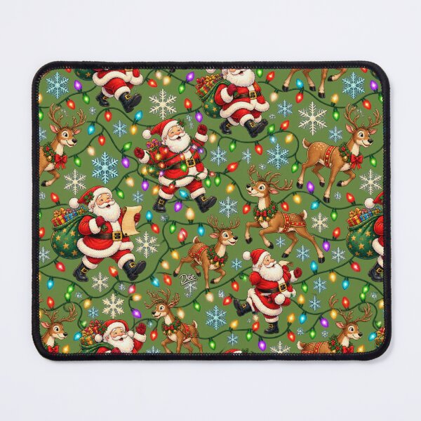 Item preview, Father Christmas & Reindeer Pattern – Colourful Festive Lights designed and sold by Island Pace Design.