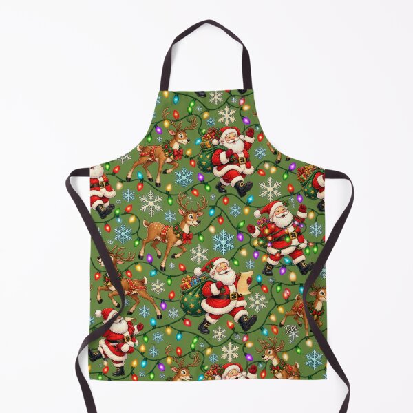 Item preview, Father Christmas & Reindeer Pattern – Colourful Festive Lights designed and sold by Island Pace Design.