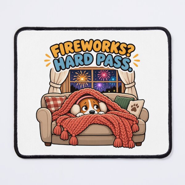 Item preview, Fireworks? Hard Pass – Anxious Dog Hiding Under Blanket designed and sold by Woof-Worthy-ART.