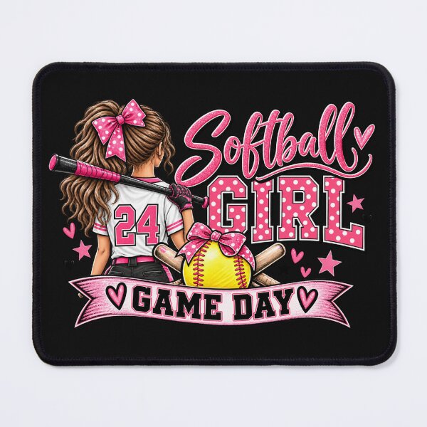 Item preview, Pink Polka Dot Softball Girl with Bow designed and sold by scanusha1979.