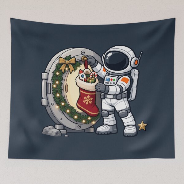 Item preview, Astronaut Hanging Christmas Stocking on the Moon designed and sold by BROHLine Studio.