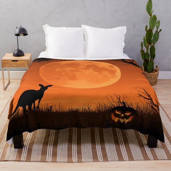 Item preview, Australian Halloween – Kangaroo Silhouette Beneath a Giant Orange Moon designed and sold by Teniche.