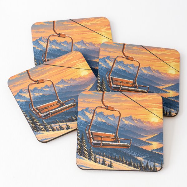 Item preview, The Last Chair Down – Ski Chairlift Sunset Mountain Art designed and sold by astersgraphics.