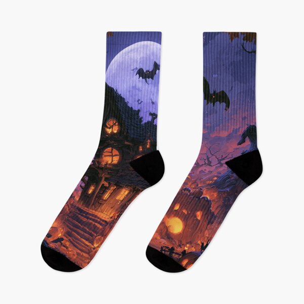 Item preview, Haunted Halloween House – Glowing Pumpkins Under the Full Moon designed and sold by Teniche.