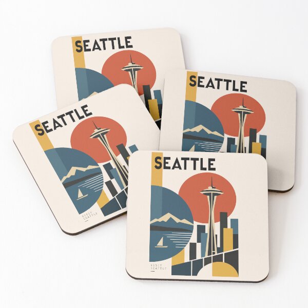Item preview, Seattle Bauhaus Style Travel Poster designed and sold by rogue-design.