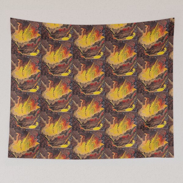 Item preview, Fiery Abstract Phoenix - Yellow Red Brown Fluid Art designed and sold by JoannaG-B.