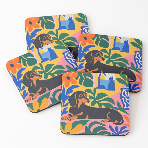 Item preview, Colorful Matisse Inspired Dog Folk Art Pattern designed and sold by Petsthetic.