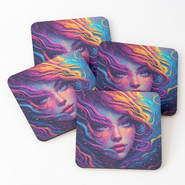 Item preview, Colorful Fantasy Woman Rainbow Hair Vibrant Portrait Art designed and sold by FusionCipher.