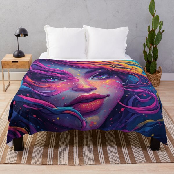 Item preview, Colorful Fantasy Woman Rainbow Hair Vibrant Portrait Art designed and sold by FusionCipher.