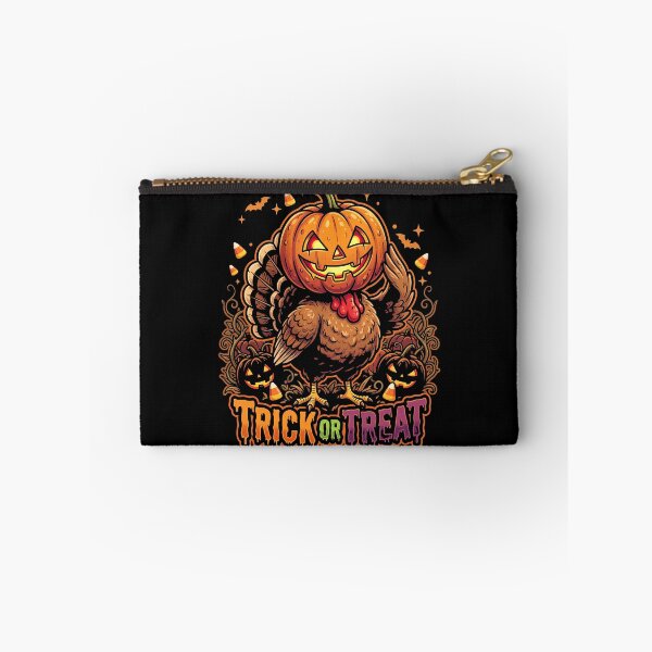 Item preview, Halloween Pumpkin Head Turkey with Jack O Lanterns and Candy Corn Illustration designed and sold by ArcaneArtistry.