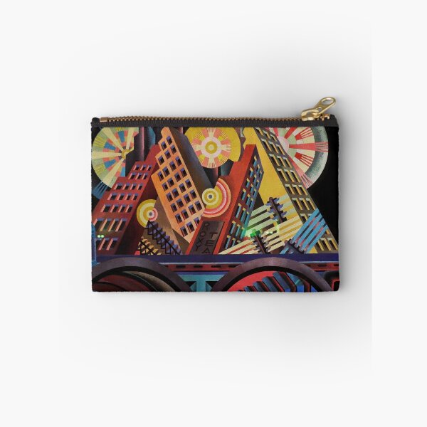 Item preview, City skyline in blue, Tower of Babel Italian futurist modern art landscape painting by Fortunato Depero designed and sold by Jéanpaul  Ferro.