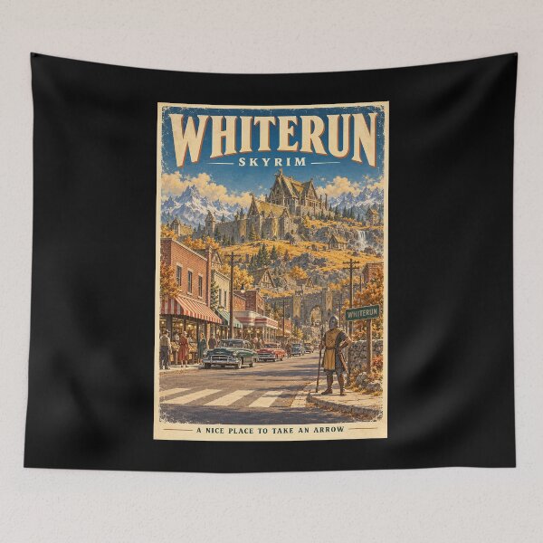 Item preview, Whiterun, Skyrim – A Nice Place to Take an Arrow | Vintage Fantasy Travel Poster designed and sold by ChickenFund.