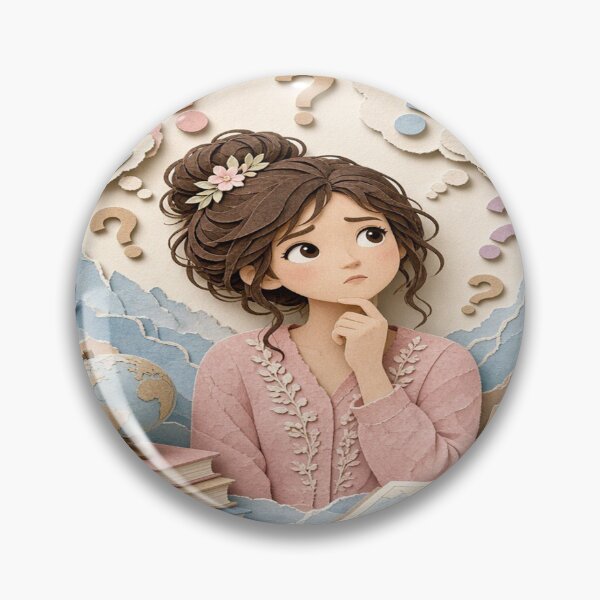 Artikelvorschau, Thinking Girl Question Marks 3D Paper Cutout Overthinking Student T-Shirt entworfen und verkauft von Sushikidsntoddlers.