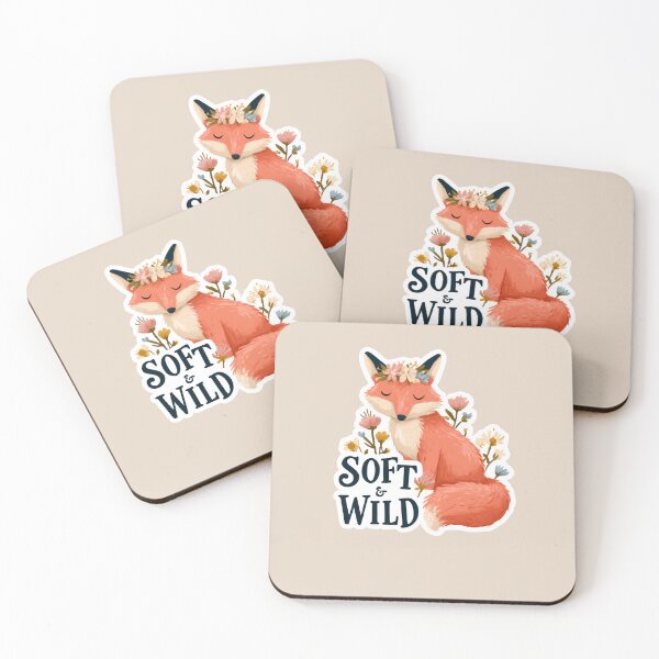 Item preview, Soft and Wild Fox Sticker with Flower Crown and Wildflowers designed and sold by peterdesigns.