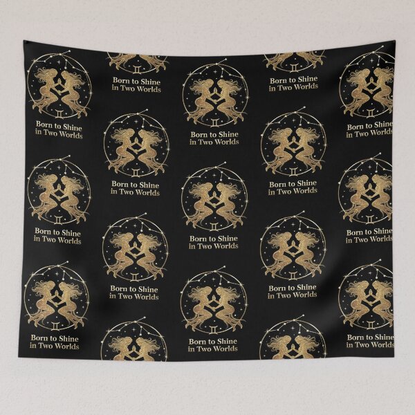 Item preview, Gemini Zodiac Golden Twins Born to Shine designed and sold by Zodiac Celestial Art.