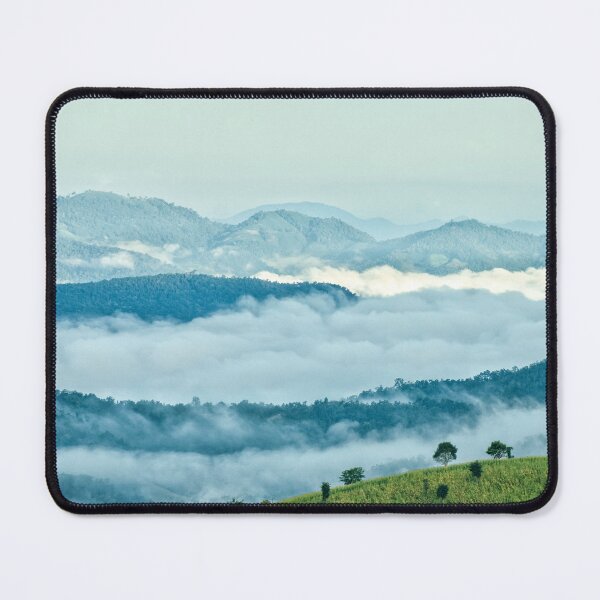 Item preview, Layers of Blue and Mist — Tree Line on a Green Hill, Northern Thailand designed and sold by Jomsunshine.