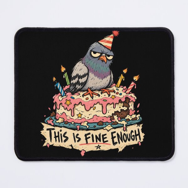 Item preview, Grumpy Gray Pigeon on Pink Frosted Birthday Cake with Candles designed and sold by ArcaneArtistry.