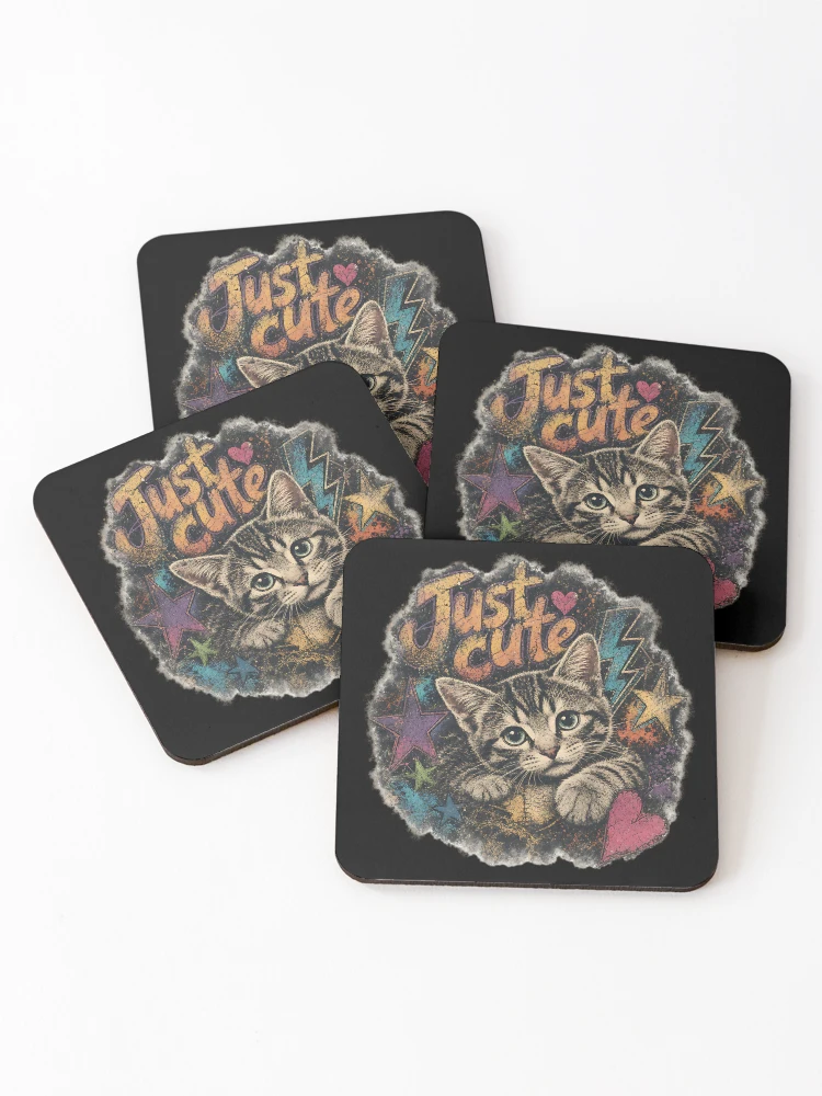 Thumbnail 1 of 5, Coasters (Set of 4), Cute cat designed and sold by ReneMM.