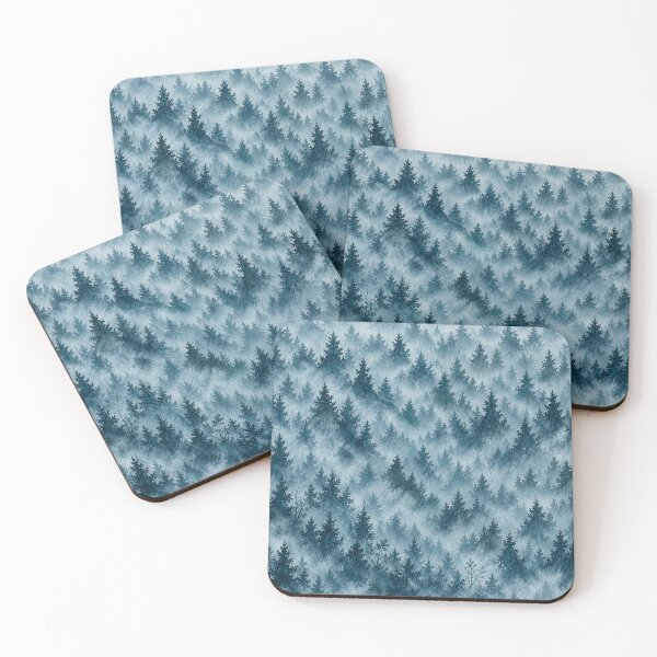 Item preview, Misty Blue Pine Forest Watercolor Woodland Pattern designed and sold by KokoDeez.