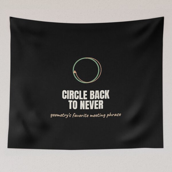 Item preview, Circle Back To Never Funny Office Geometry Pun designed and sold by The Cozy Design Studio.