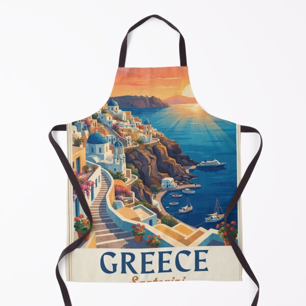 Item preview, Greece Santorini Aegean Jewel Vintage Harbor Sunset Travel Poster designed and sold by @SHINTOSARTSTORE.