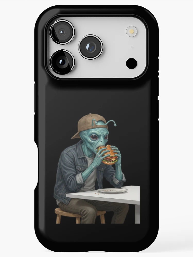 Thumbnail 1 of 4, iPhone Case, Alien eats burger designed and sold by ReneMM.