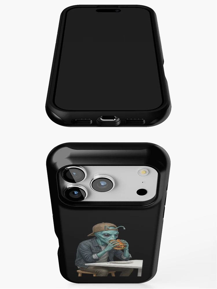 Thumbnail 3 of 4, iPhone Case, Alien eats burger designed and sold by ReneMM.