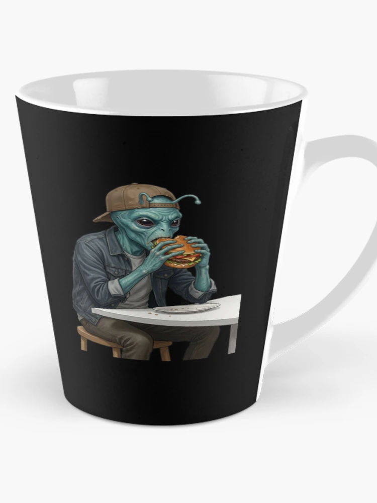 Thumbnail 1 of 4, Coffee Mug, Alien eats burger designed and sold by ReneMM.